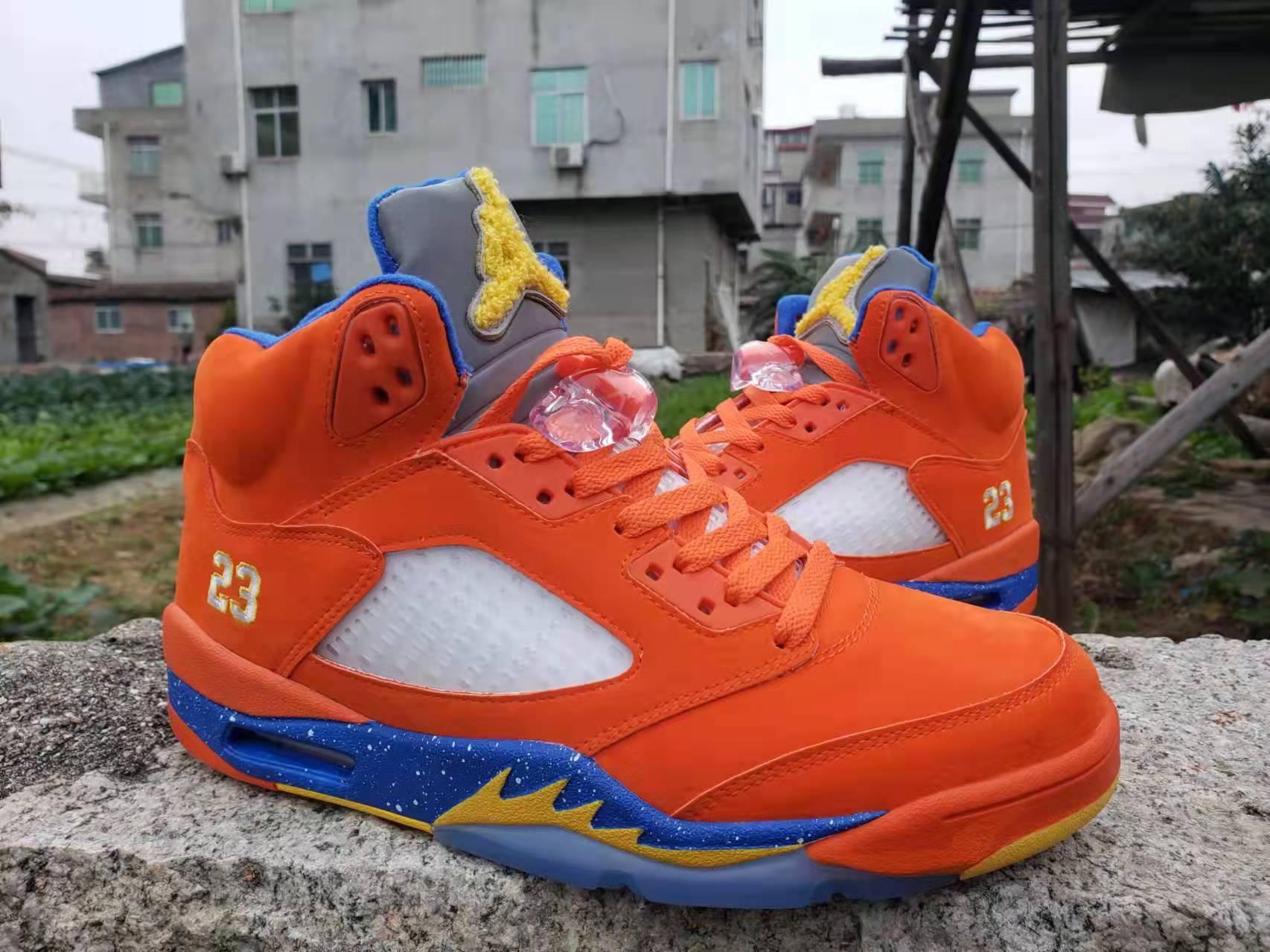 2022 Air Jordan 5 Orange Yellow Blue Shoes